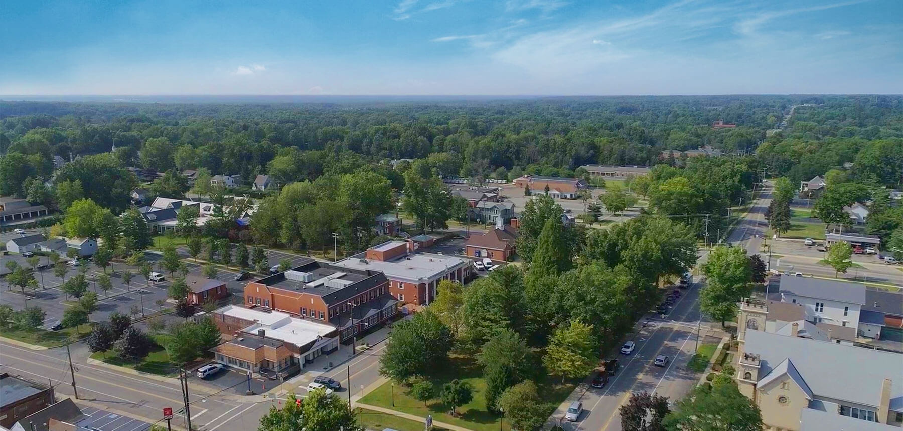 Aerial view of Canfield, Ohio.