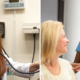 A split image showing a physician assistant on one side and a nurse practitioner on the other.